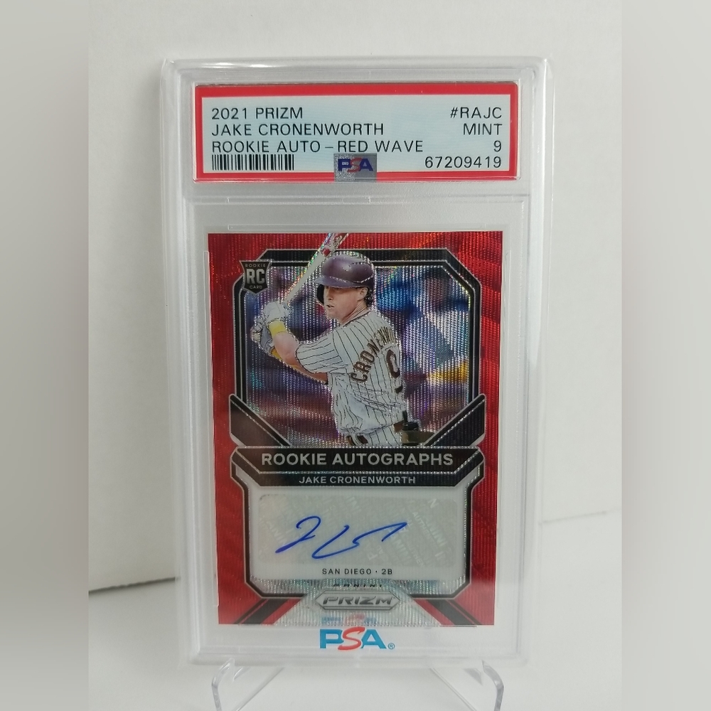 2021 Jake Cronenworth RC Auto Panini Prizm Red Wave 15/75 - PSA 9 MINT